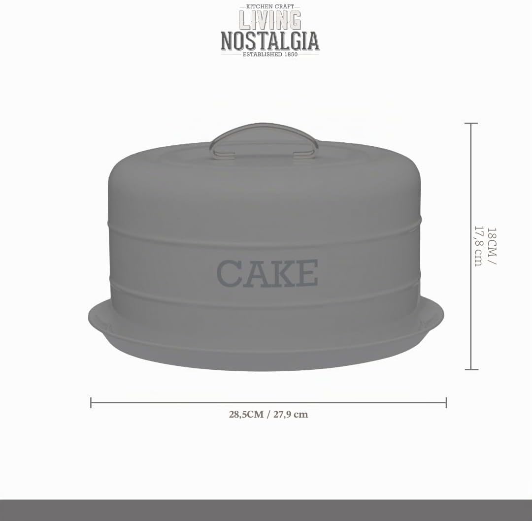 KitchenCraft Living Nostalgia Kuchendose, luftdichte Kuchendose / Kuchenkuppel, 28,5 x 18 cm, creme