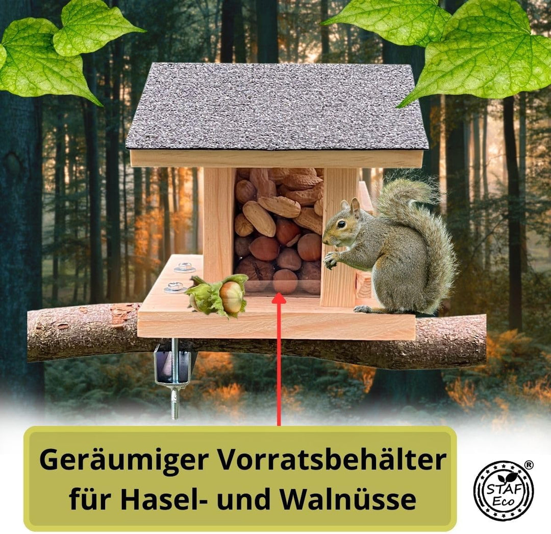 Eichhörnchen Futterhaus aus Holz für Balkon oder Baum wetterfestes Futterhaus für Eichhörnchen mit H
