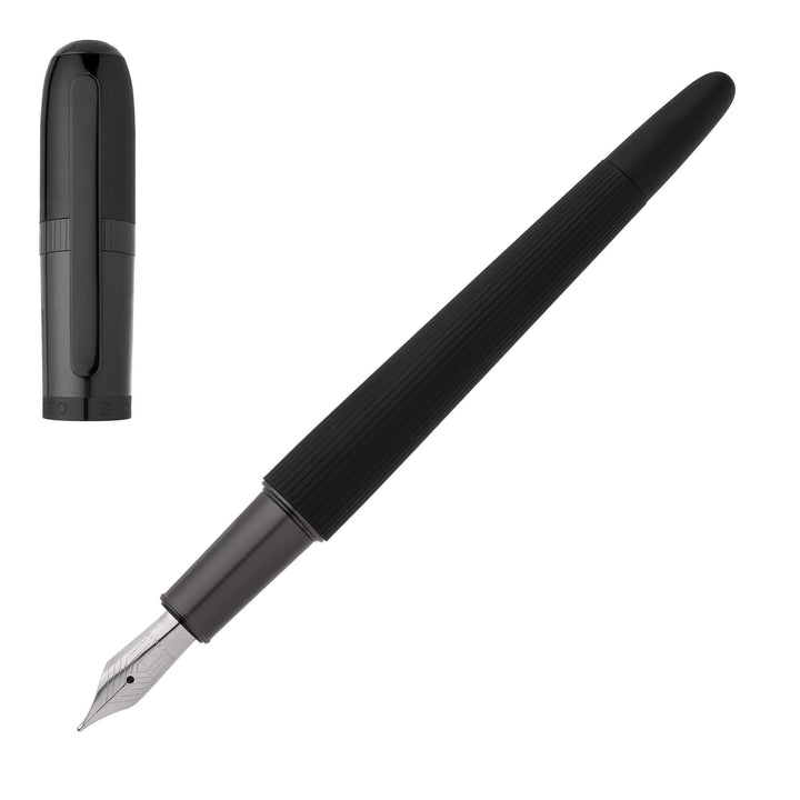 Hugo Boss Füllfederhalter Contour Black Messing/Edelstahl Schwarz, Grösse: ca. 13,6cm x 1cm x 1cm, H