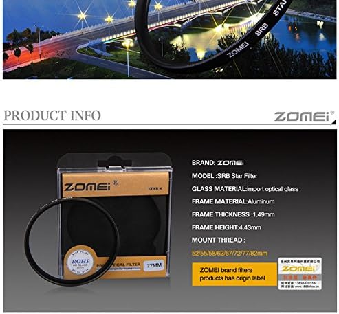 Zomei 82mm 3 Stück 4 +6 +8 Punkt Sternfilter Objektiv Star Filters Filter Kit für Nikon D3300 D3200