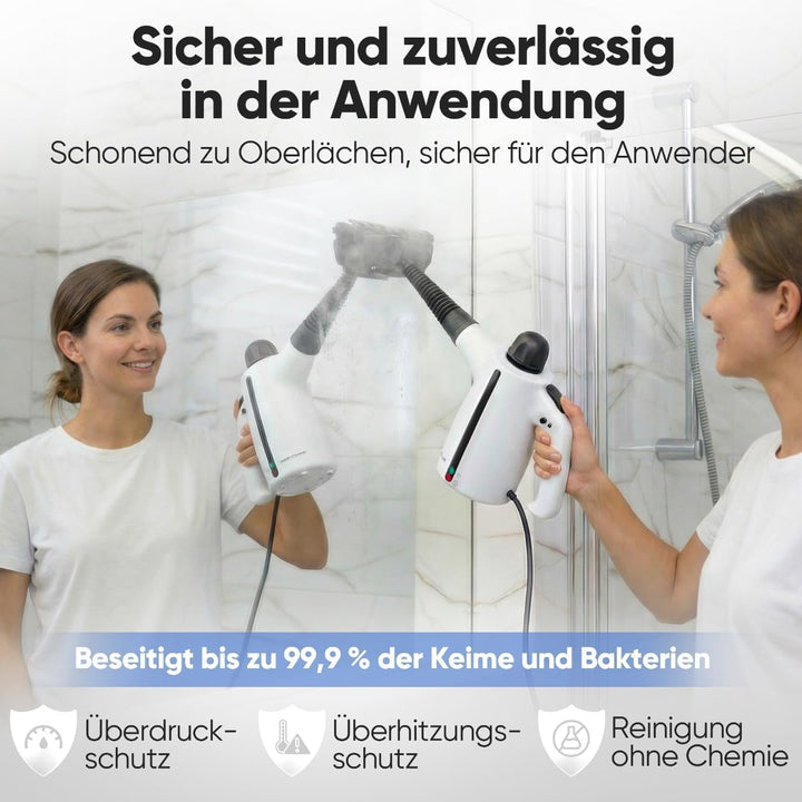 ProfiCare® Dampfreiniger Handgerät | 3,7 bar | säubert entfettet desinfiziert | 105°C | Auto, Küche,