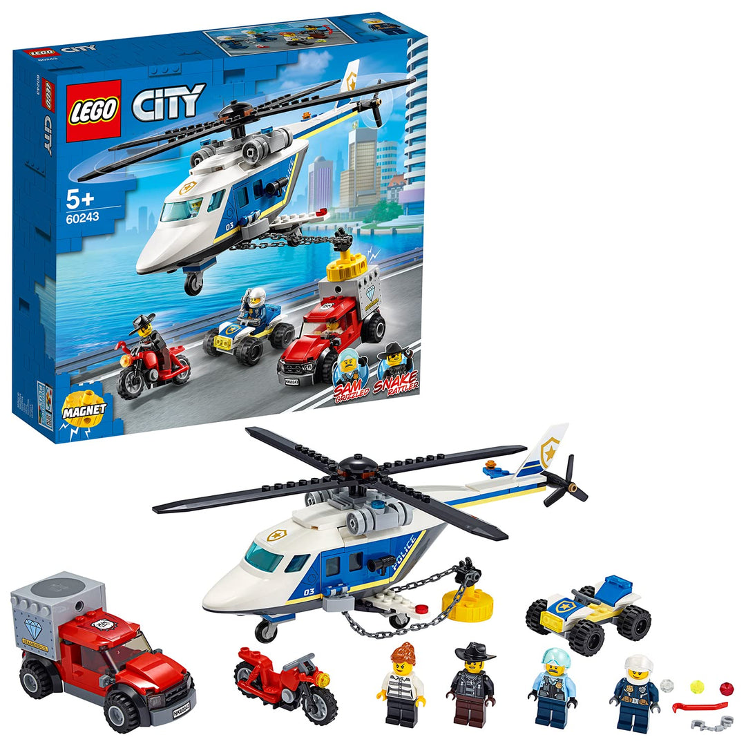 LEGO 60243 City Police Verfolgungsjagd mit dem Polizeihubschrauber Spielzeug, Spielzeug