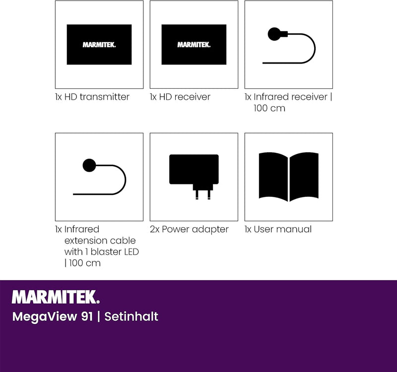 HDMI Extender LAN - Marmitek MegaView 91 - über 1 CAT 5e/6 Kabel oder Netzwerk (IP/LAN) - Full HD -