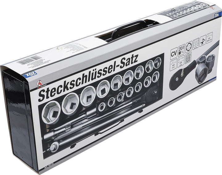 BGS Diy 15113 | Steckschlüssel-Satz | Antrieb 20 mm (3/4") | SW 19 - 50 mm | 20-tlg. 20-tlg. | Antri
