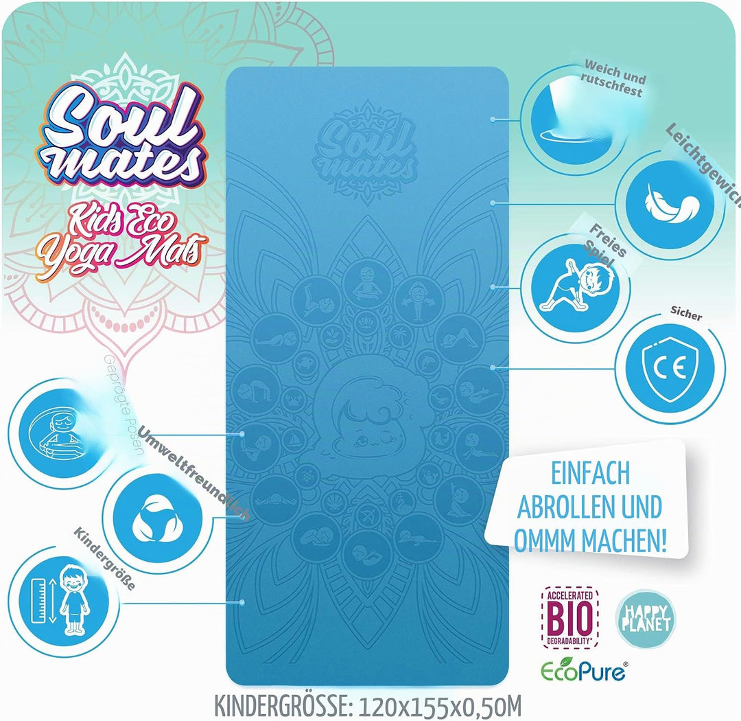 Kids Yoga Mats Blue, Blue