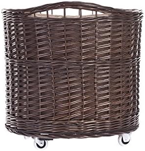 e-wicker24 Alles aus Weide Vollweidener Kaminkorb, rund, Rollkorb aus Weide, Rollkorb für Kaminholz,