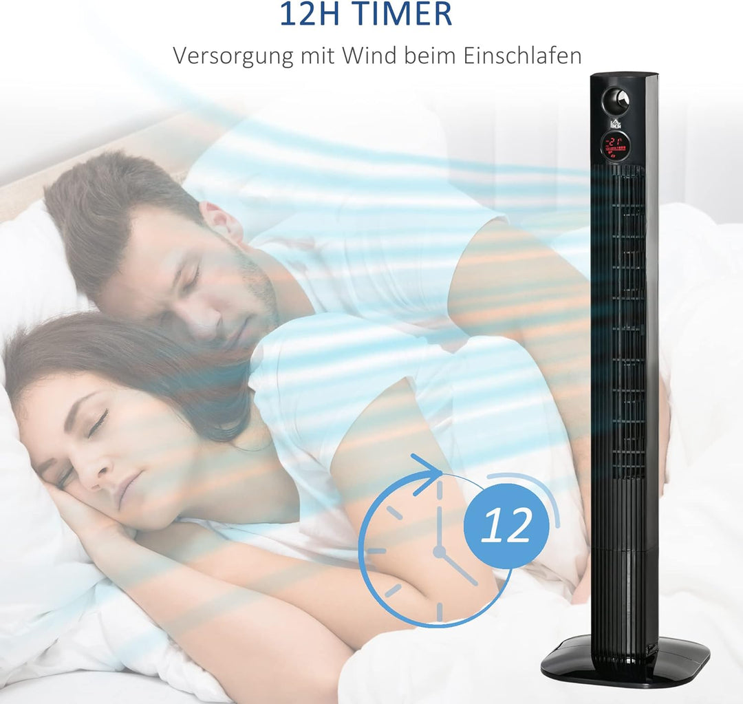 HOMCOM Turmventilator Säulenventilator mit Fernbedienung Standventilator Aroma-Diffusor Timer-Funkti