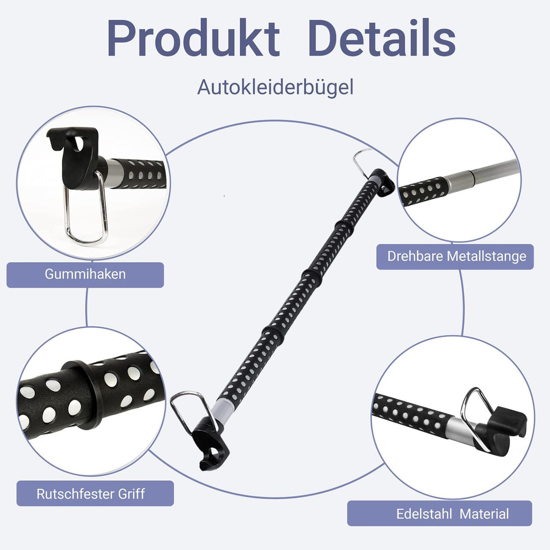 Kleiderbügel Auto,Kraftfahrzeug Kleiderstange Ausziehbar,Metall Auto Teleskop Kleiderständer,Erweite