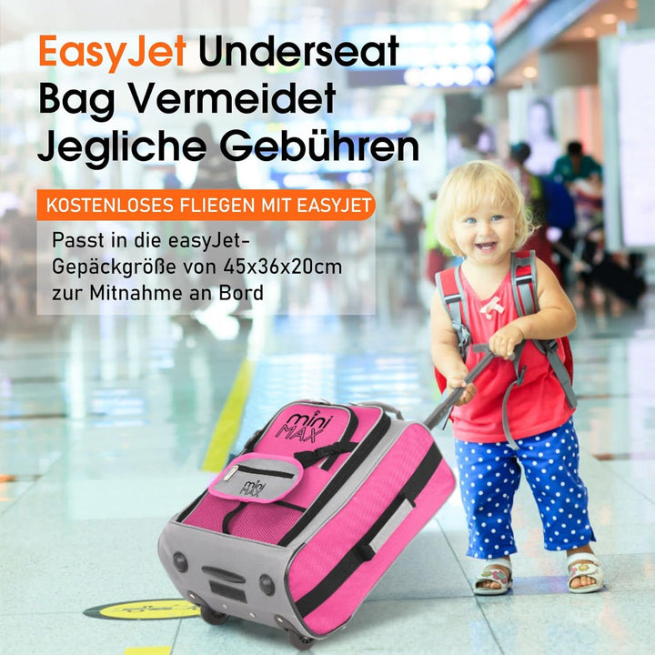 MiniMax Reisekoffer auf Rollen mit Vordertasche für Spielzeug/Puppen/Teddybär Rosé Inim Xam, Rosé In
