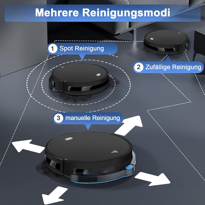 2026 Saugroboter mit Wischfunktion bis zu 5500 Pa Saugkraft, 2-in-1 Staubsauger Roboter APP/Alexa/Fe