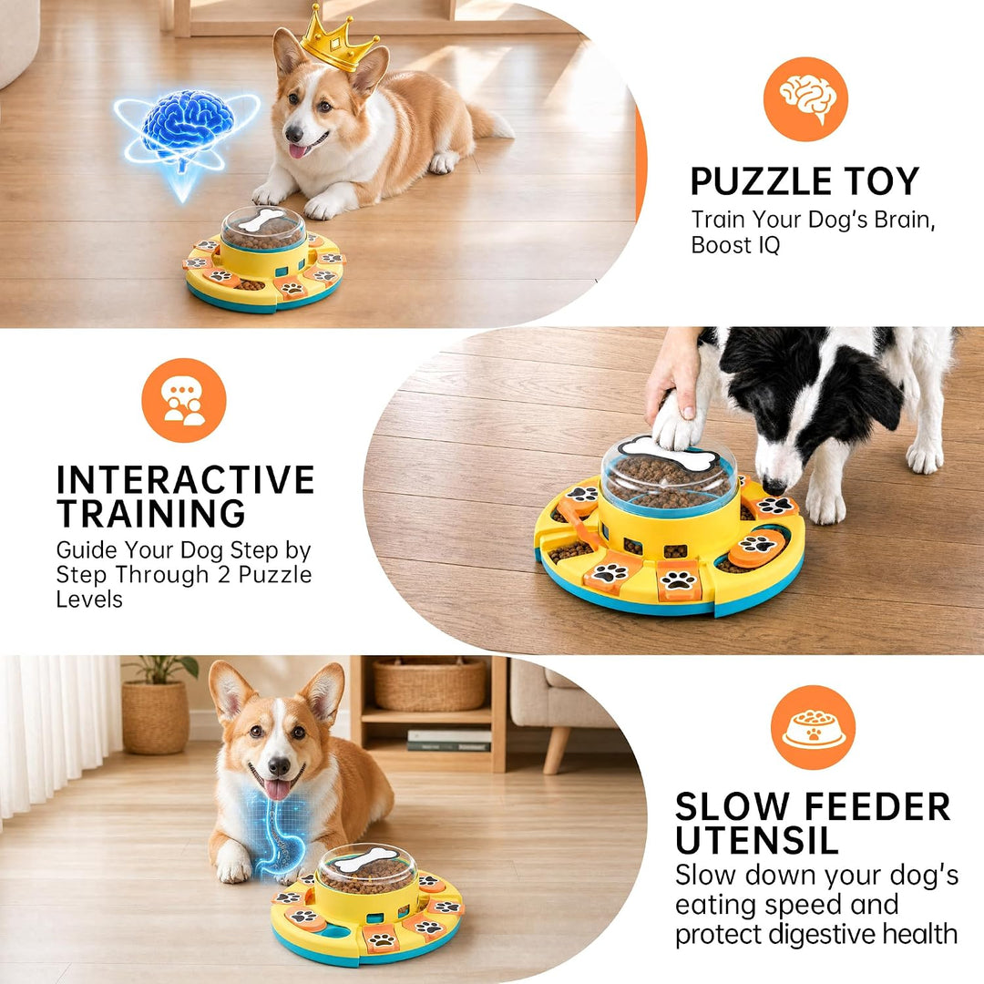 Hundepuzzle-Spielzeug, 2 Ebenen, Slow Feeder, Futterspender für Leckerlis, IQ-Training und Unterhalt