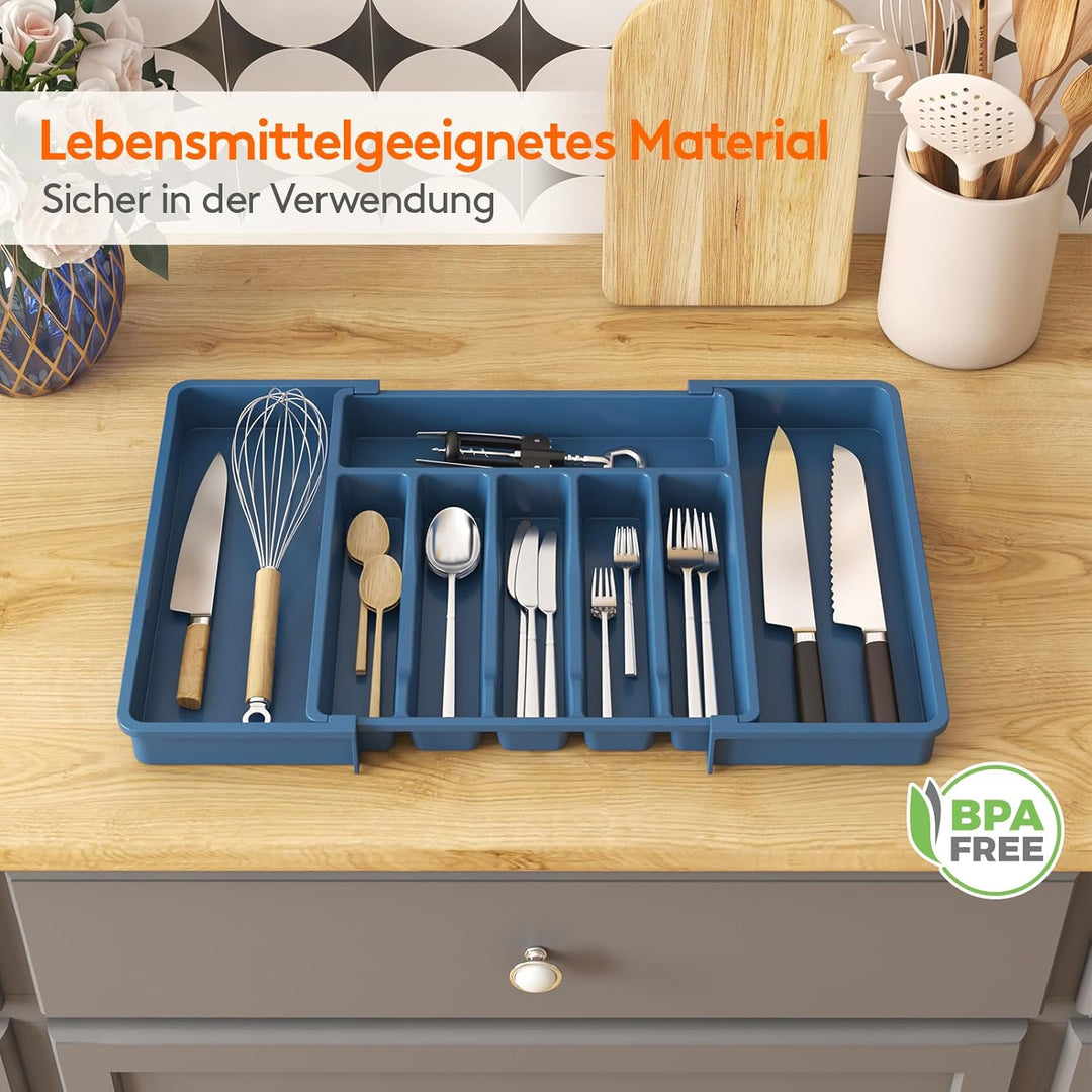 Lifewit Besteckkasten für Schubladen 40 50, Kunststoff Besteckeinsatz (Tiefe 38 cm), erweiterbare Be