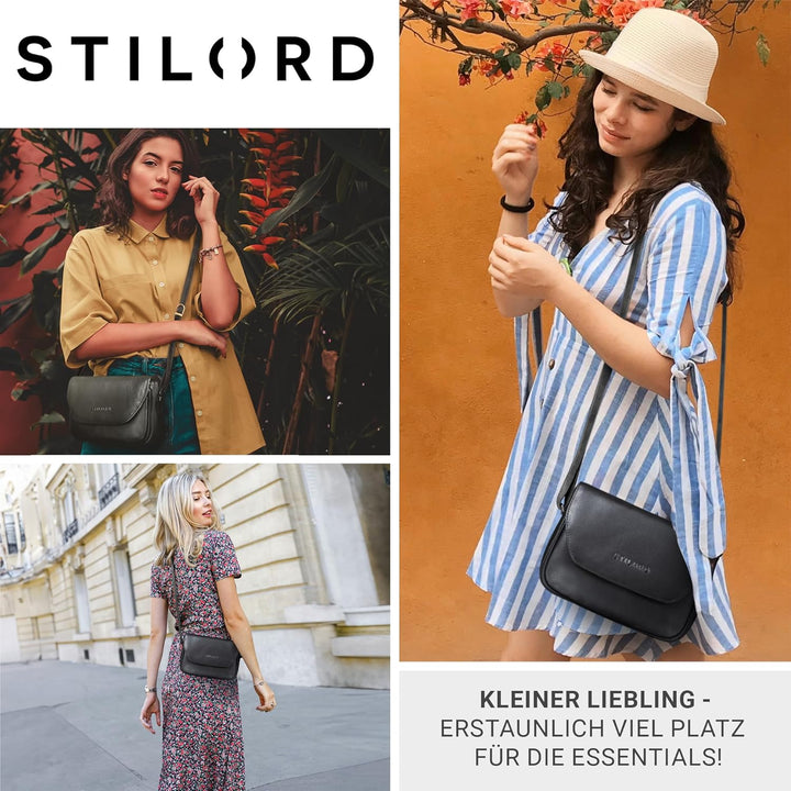 STILORD 'Esther' Damen Handtasche Umhängetasche Echtleder Vintage Ledertasche zum Ausgehen klassisch
