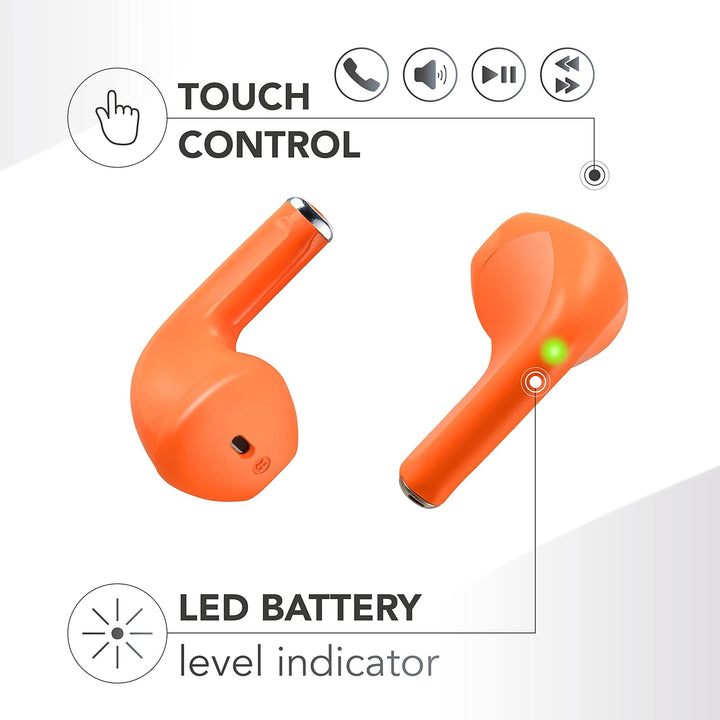 Music Sound | Swag - Kabelloses Kapsel-Headset - Wiedergabezeit bis 20 Stunden - Bluetooth - Orange,