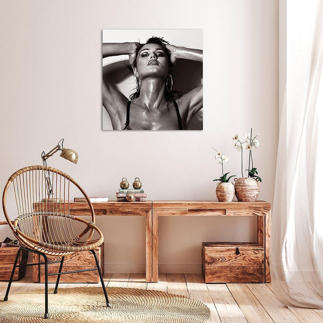 ARTTOR Bilder auf Leinwand Frau Eleganz Sommer nass Leinwandbild 60x60cm Wandbilder Dekoration Wohnz