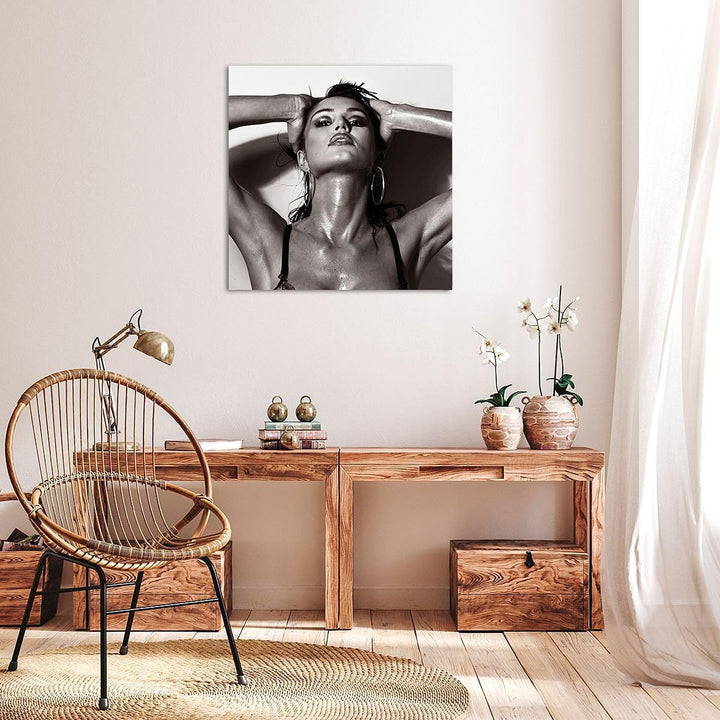 ARTTOR Bilder auf Leinwand Frau Eleganz Sommer nass Leinwandbild 60x60cm Wandbilder Dekoration Wohnz