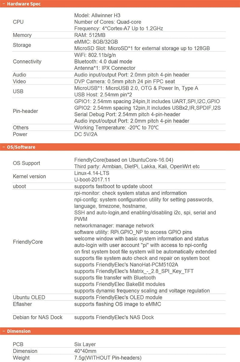 NanoPi NEO Air Open Source Allwinner H3 Single Board Computer Onboard Quad-Core Cortex-A7 1.2GHz CPU