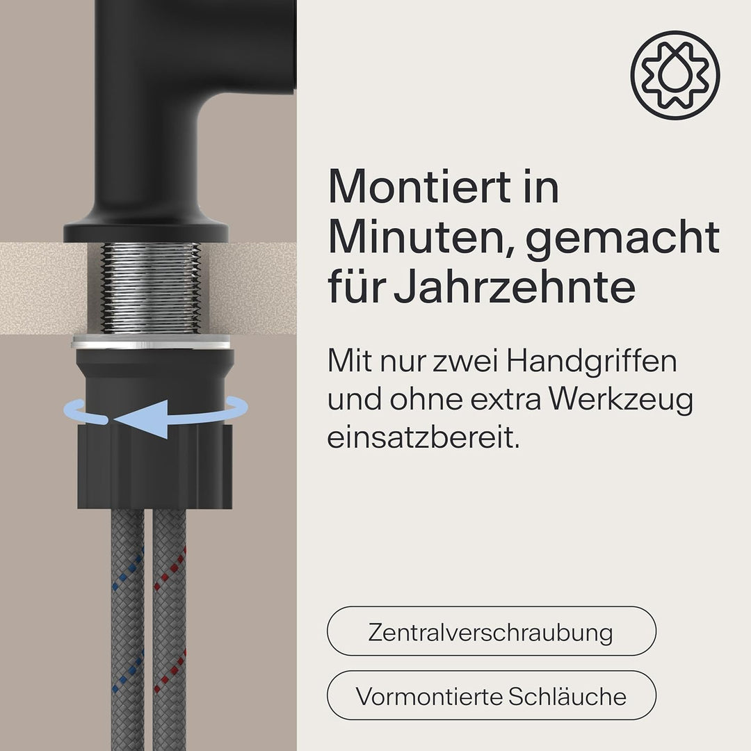 Waschbeckenarmatur WT14 | Wasserhahn Bad | Badarmatur für Waschbecken | Einhebelmischer Bad | Mischb