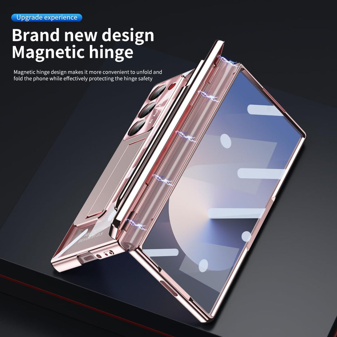 NINKI Kompatible mit Scharnierschutz für Samsung Z Fold 6 Hülle mit S Pen und Halter,Displayschutzfo