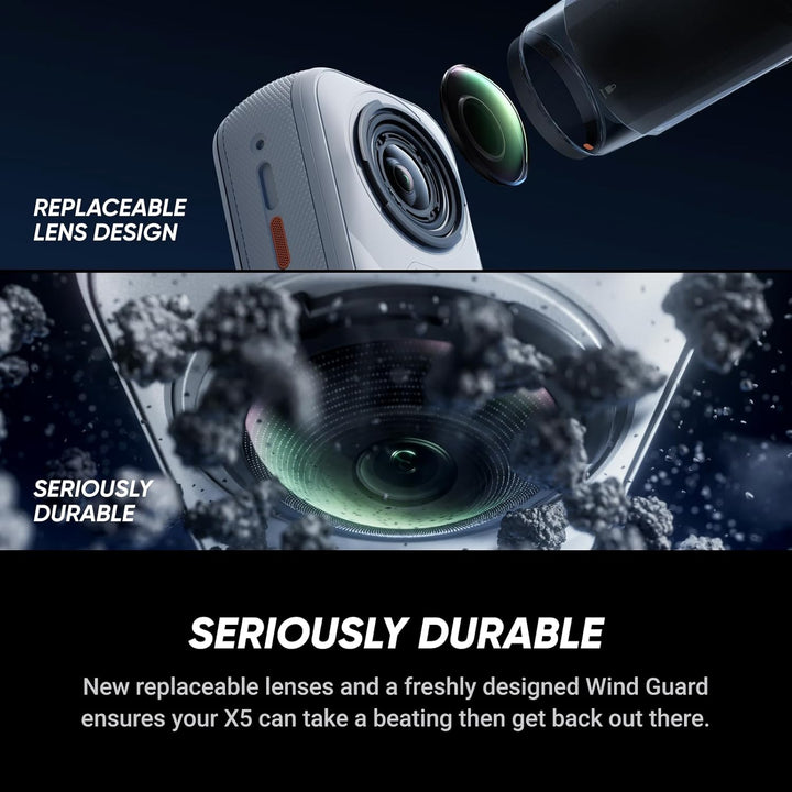Insta360 X5 Auf Geht's-Bundle Satinweiss - wasserdichte 8K 360°-Kamera, Führend bei wenig Licht, Uns