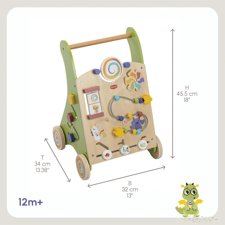 Tiny Love Baby Holz Lauflernwagen, 2-in-1 Activity Baby Lauflernhilfe, 12 Interaktive Aktivitäten, M