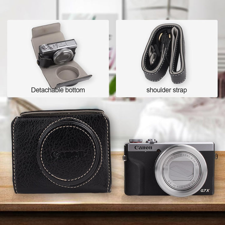 Rieibi G7 X G7X II G7X III Hülle, Vintage Leder Kameratasche für Canon PowerShot G7X G7X Mark II G7X