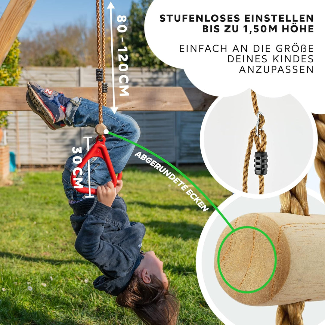 GO!elements Trapez Schaukel Garten - Kinderschaukel Outdoor Indoor - Schaukelsitz Schaukelbrett Bret