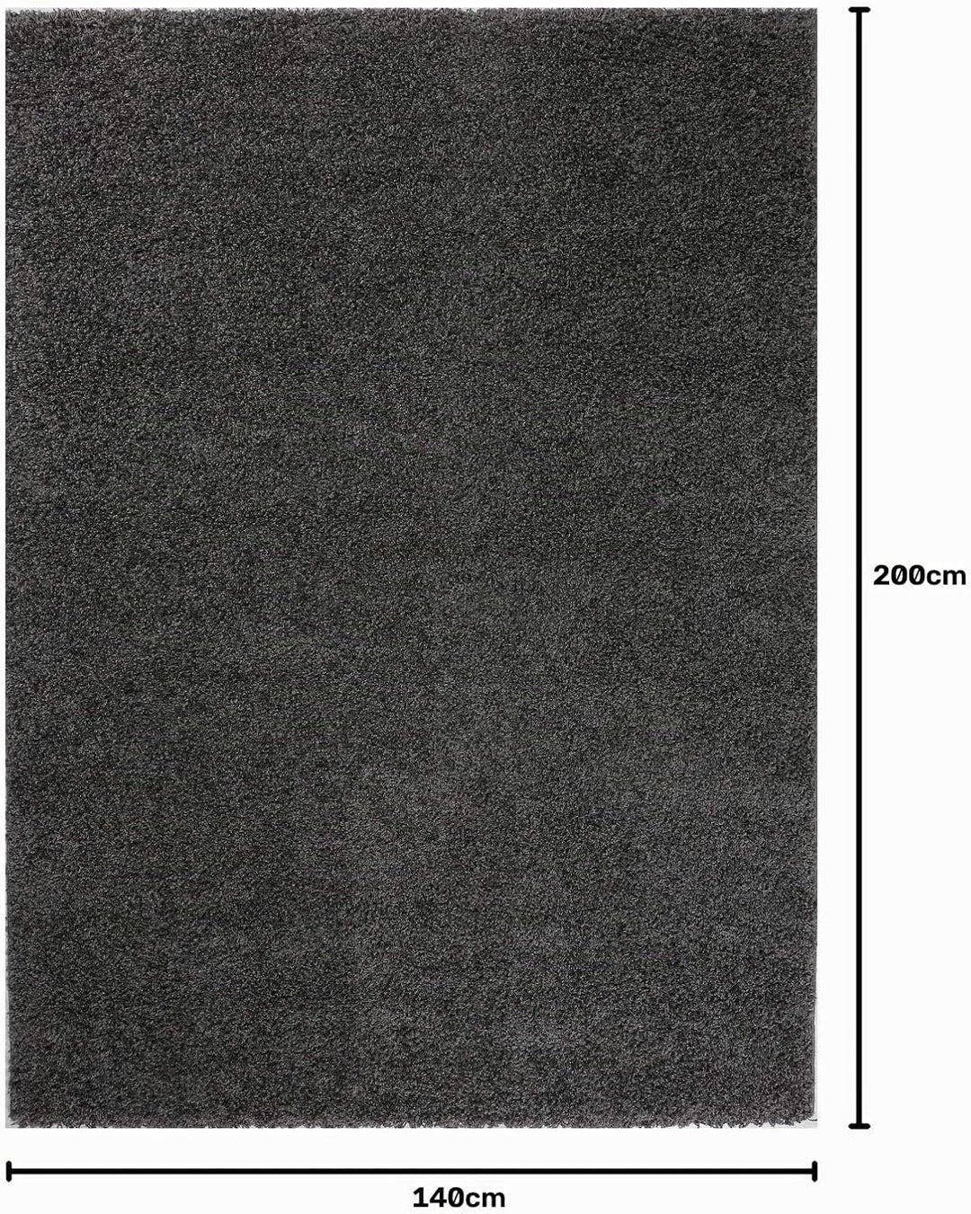 VIMODA Prime Shaggy Teppich Farbe Anthrazit Hochflor Langflor Teppiche Modern, Masse:140x200 cm Rech