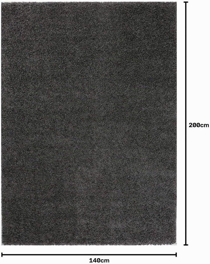 VIMODA Prime Shaggy Teppich Farbe Anthrazit Hochflor Langflor Teppiche Modern, Masse:140x200 cm Rech