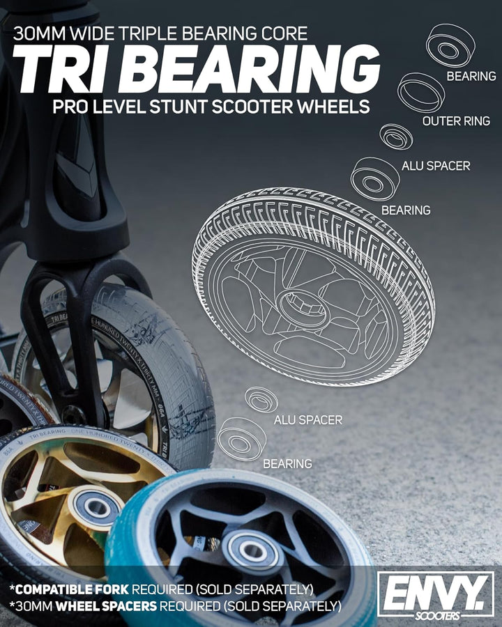 Blunt TRI Stunt-Scooter Wheel 120 x 30mm schwarz/PU türkis, schwarz/PU türkis