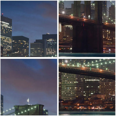 Bilder auf Leinwand 100x70cm Leinwandbild Brooklyn brücke nacht new york city Gross Wanddeko Bild Sc