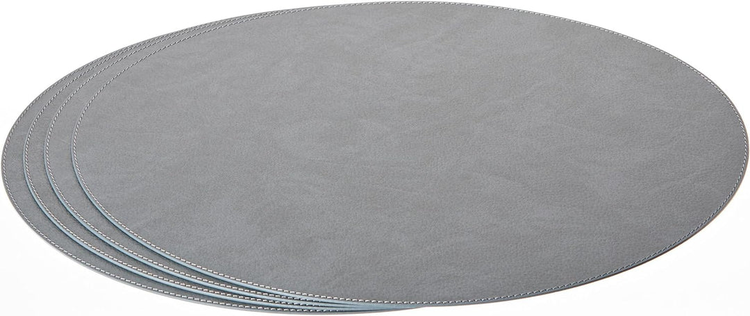 Nikalaz Oval Platzsets aus Recyceltem Leder, 4 Stück Tischsets, Tisch-Matten, Platzdeckchen 45.7 x 3