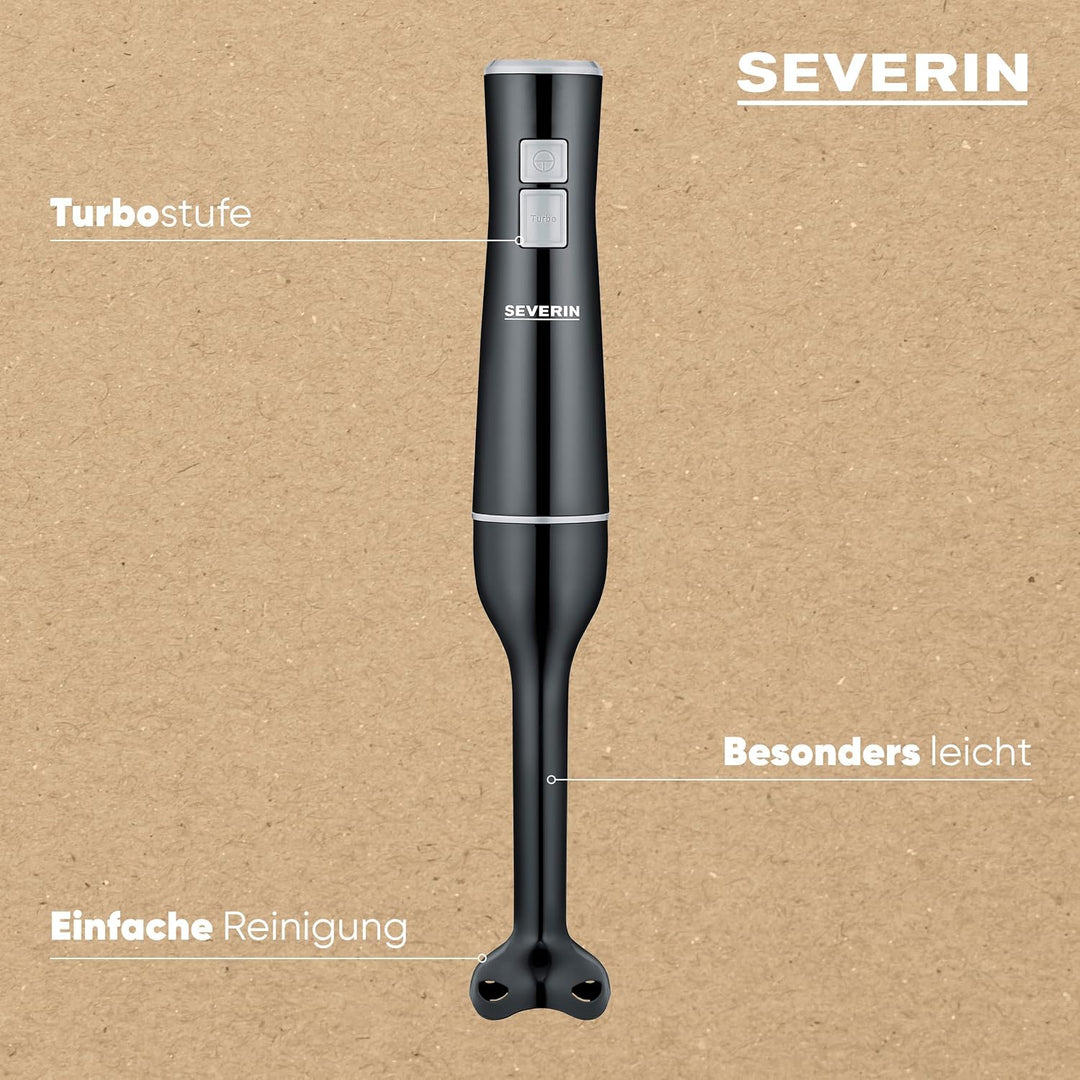 SEVERIN Stabmixer zum Pürieren und Zerkleinern, leistungsstarker Mixstab mit Turbostufe, abnehmbarer