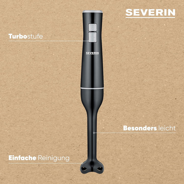 SEVERIN Stabmixer zum Pürieren und Zerkleinern, leistungsstarker Mixstab mit Turbostufe, abnehmbarer