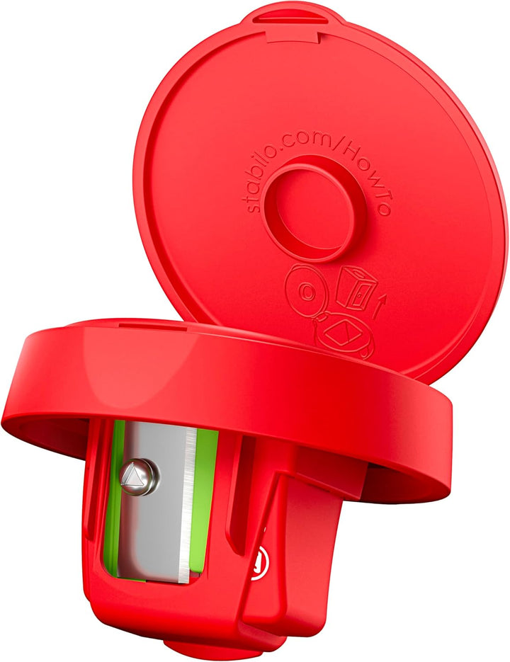 STABILO - Robuster Dosenspitzer - woody 3 in 1 Spitzer - für extradicke Stifte - rot 1er Pack woody