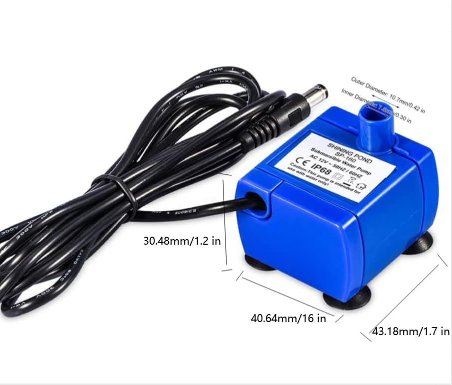 lyrlody Tauchpumpe für Haustier Trinkbrunnen, 12V 2W Elektrische Wasserpumpe für Katzen und Hunde, S