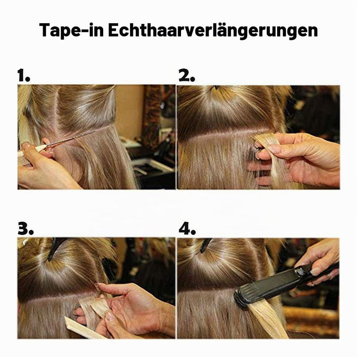 SEGO Tape Extensions Echthaar 20 Pcs Gewellt 40 cm #02 40 cm Dunkelbraun#2, 40 cm Dunkelbraun#2