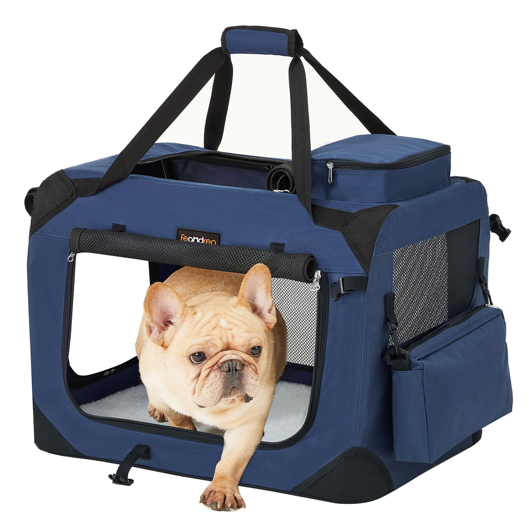 FEANDREA Hundebox, Hundetasche, faltbar, 60 x 42 x 42 cm, dunkelblau PDC60Z 60 x 42 x 42 cm
