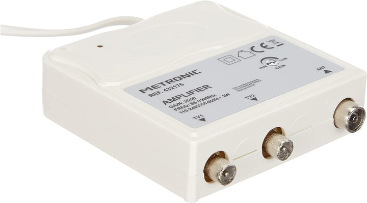 Metronic 432176 - Innenverstärker mit FM-UHF-Verstärkungsregulierung, einstellbarer Verstärkung bis