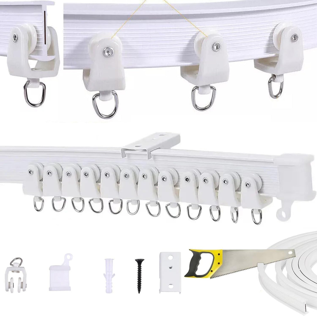 Biegbare Vorhangstange aus Kunststoff, Metall-Legierung, flexibel, für Fenster-Vorhänge, Deckenmonta