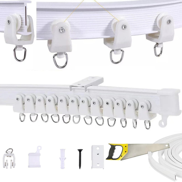 Biegbare Vorhangstange aus Kunststoff, Metall-Legierung, flexibel, für Fenster-Vorhänge, Deckenmonta