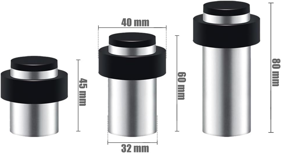 8 x Türstopper Höhe 45 mm Edelstahl mit Gummipuffer Wandmontage oder Bodenmontage 45mm, 45mm