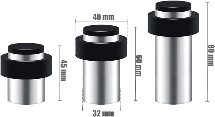 8 x Türstopper Höhe 85 mm Edelstahl mit Gummipuffer Wandmontage oder Bodenmontage 80mm, 80mm