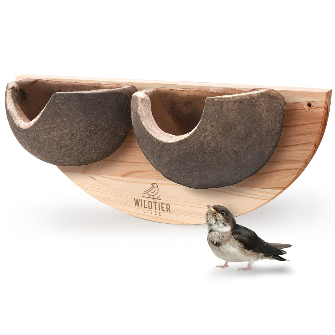wildtier liebe Schwalbennest, Doppelnest I Nisthilfe Natur für Mehlschwalben aus Massiv-Holz &amp; Natur