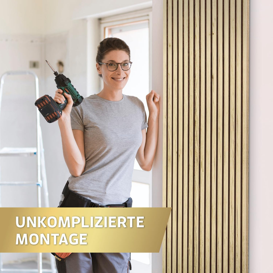 KAISER plastic® Akustikpaneele | Farbe: Eiche | Wandpaneele in verschiedenen Formaten | Deko Wohnzim