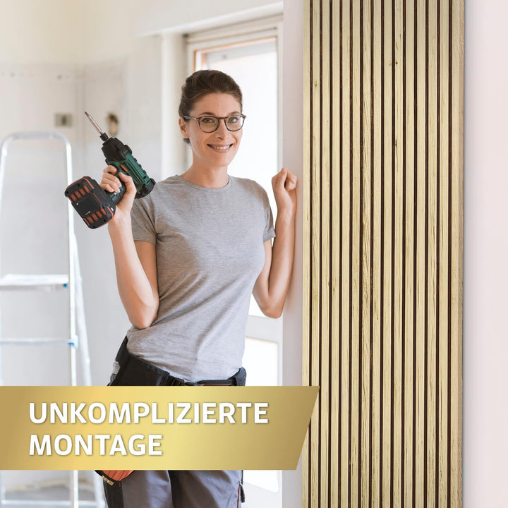 KAISER plastic® Akustikpaneele | Farbe: Eiche | Wandpaneele in verschiedenen Formaten | Deko Wohnzim