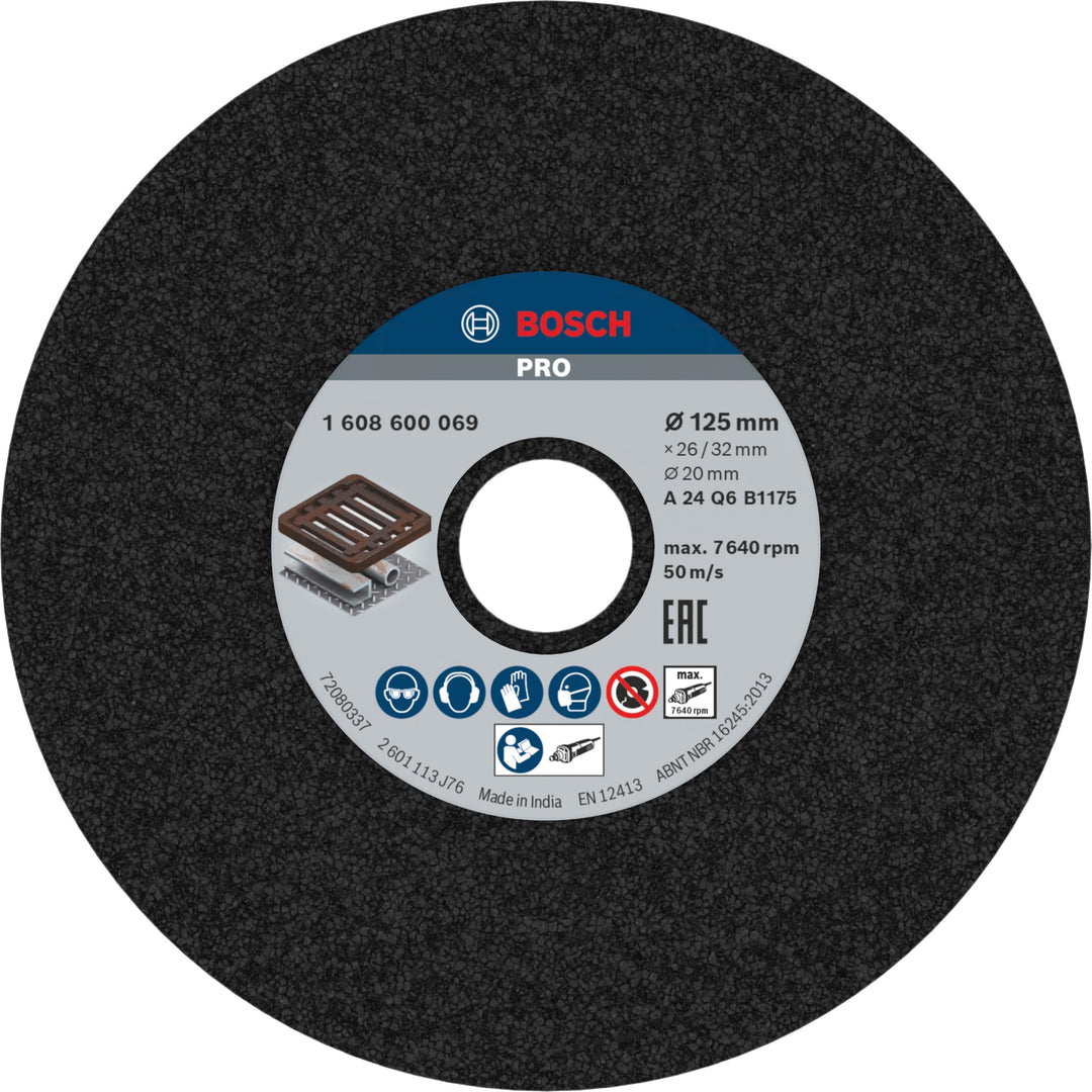 Bosch Professional 1x Schleifscheibe (für Grauguss, Ø 125 mm, Körnung 24, Zubehör für Geradschleifer