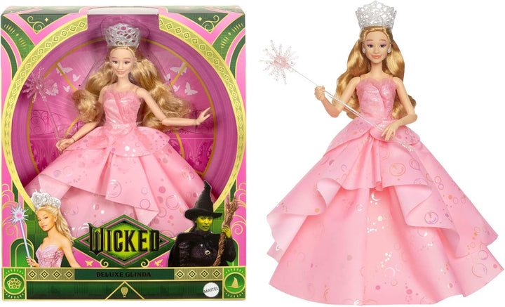 Mattel Wicked Glinda Deluxe-Modepuppe und Accessoires, einschliesslich Krone und Zepter, vom Film in