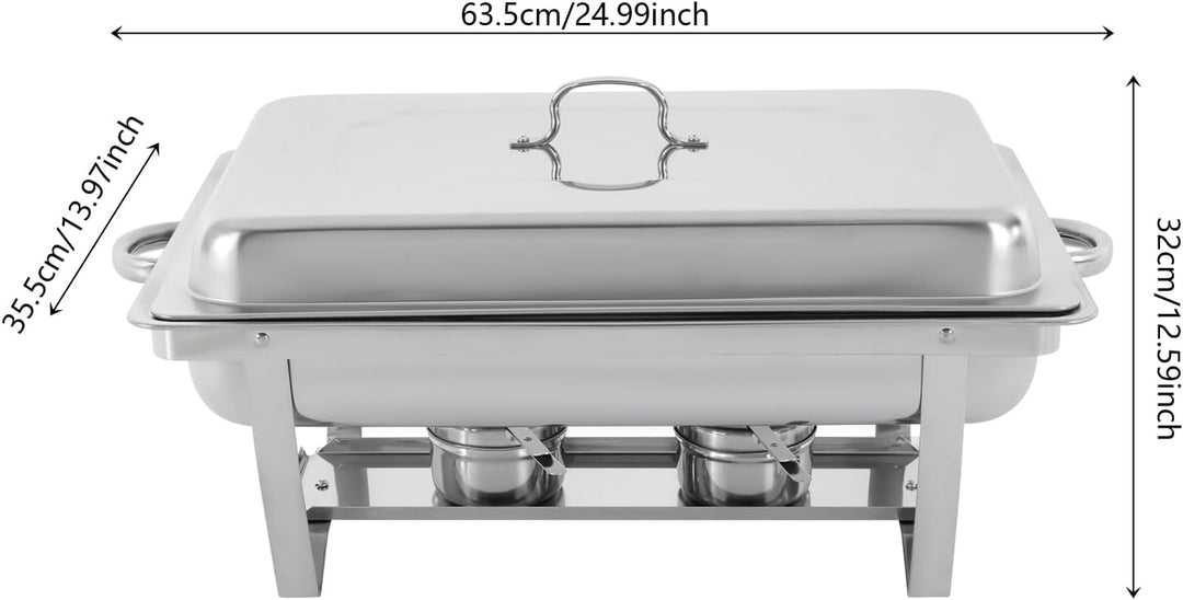 Edelstahl Warmhaltebehälter, 9 L Edelstahl 3 Grid Chafing Dish Speisenwärmer Warmhaltebehälter Recht