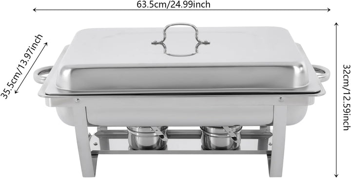 Edelstahl Warmhaltebehälter, 9 L Edelstahl 3 Grid Chafing Dish Speisenwärmer Warmhaltebehälter Recht
